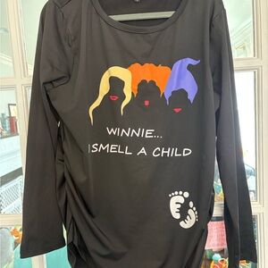 Hocus pocus maternity 'I Smell a Child' Halloween Long Sleeve Shirt Black large